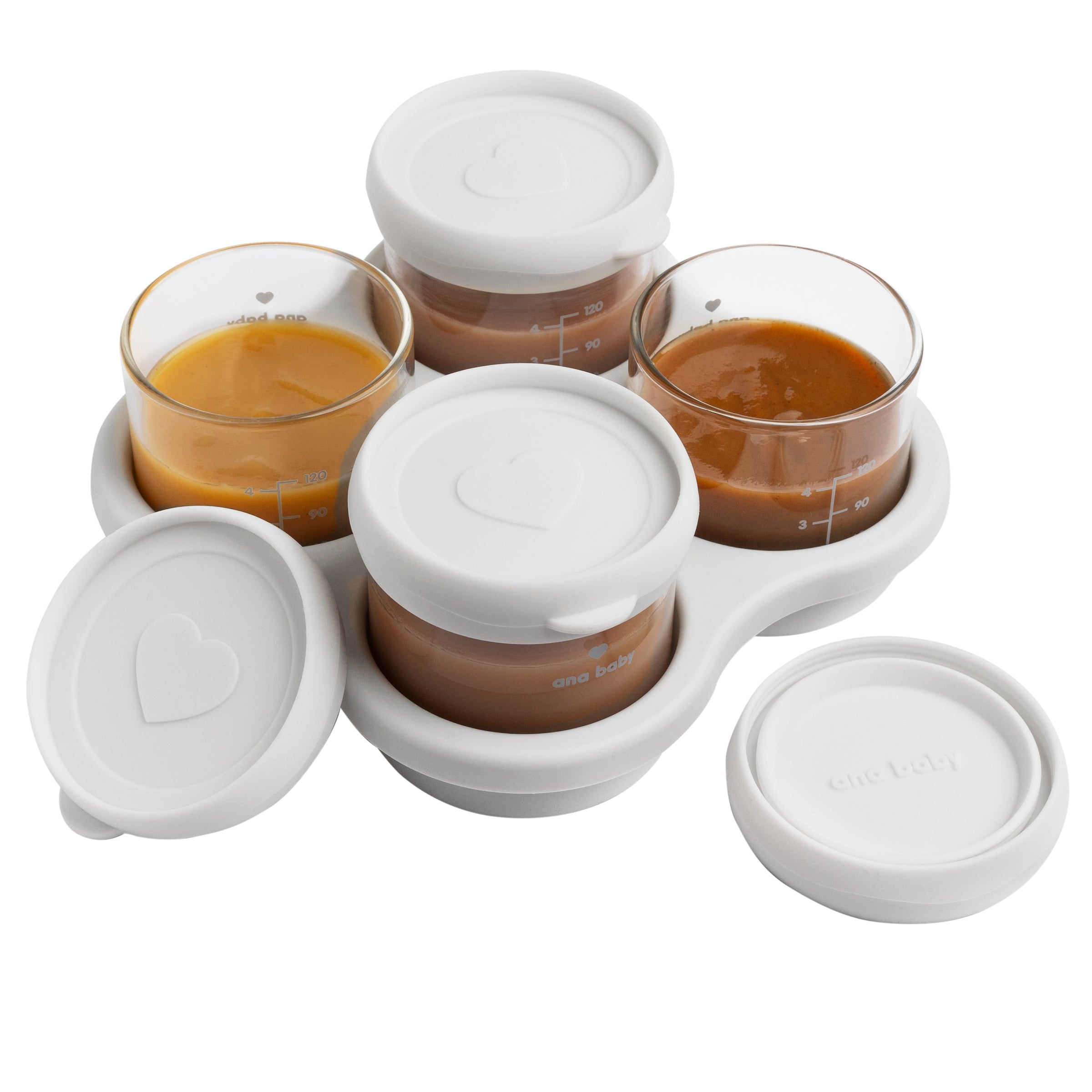 Glass Storage Jars for Weaning, Pack of Four, 120ml