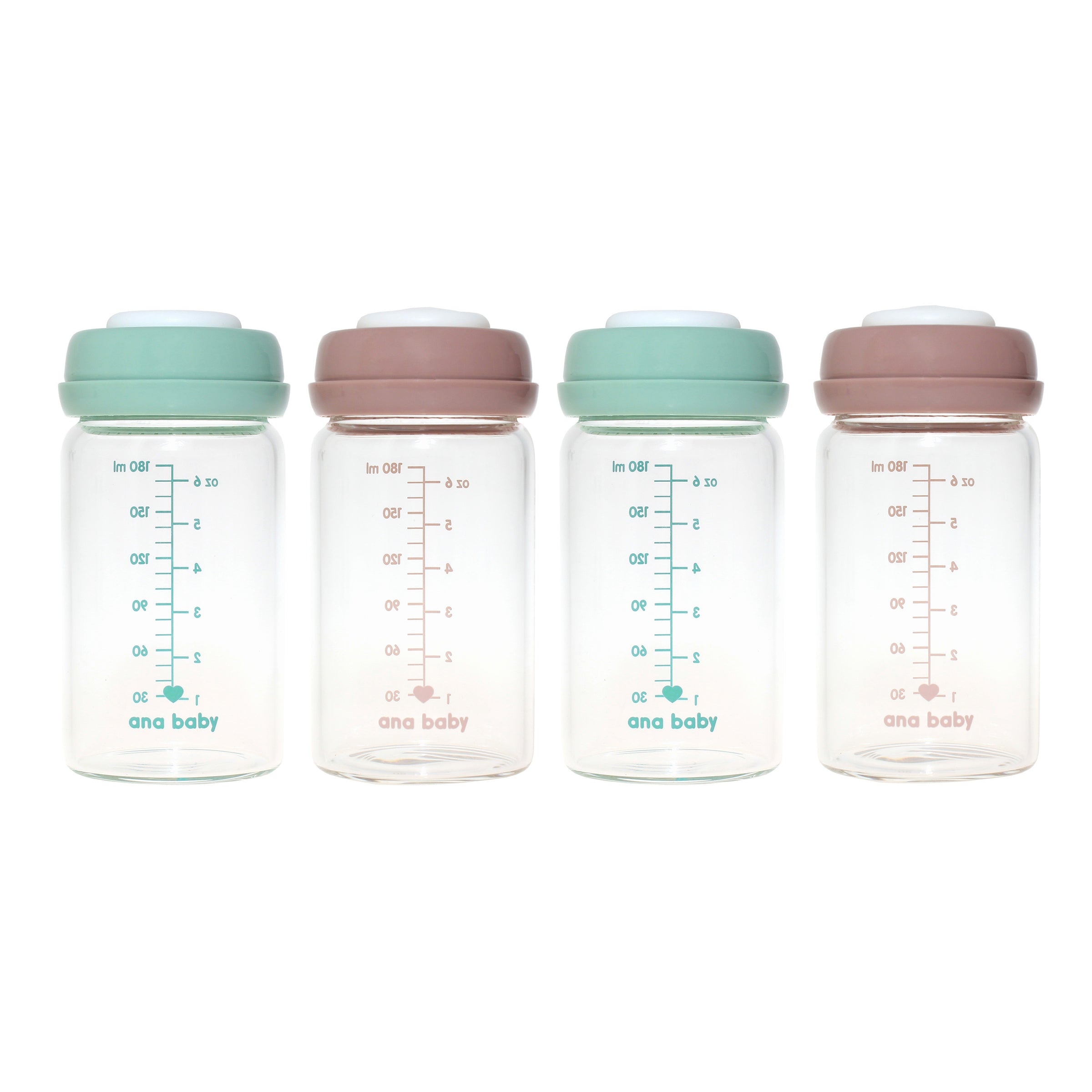 Premium Glass Breastmilk Storage Bottles, Pack of Four, 180ml