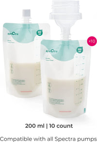 Milk Storage Bags 200 ml - 10 Count - Connector Included