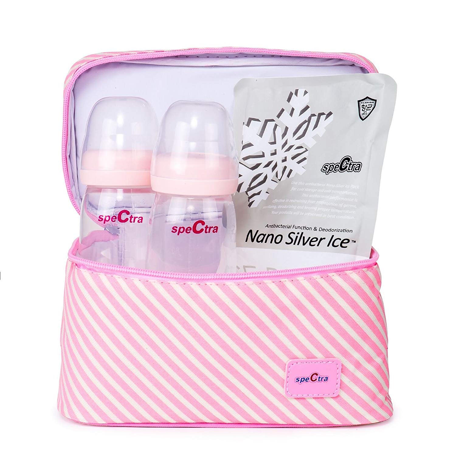 Pink Cooler with Ice Pack and Two Bottles